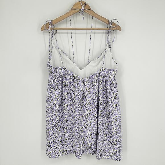 REVOLVE More To Come Viola Tie Strap Mini Dress Floral Plunge V-Neck in Lavender - Picture 8 of 14